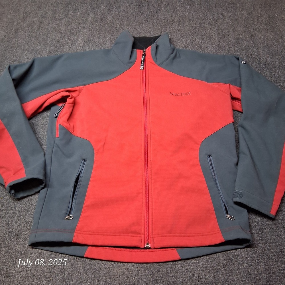 Marmot Softshell Fleece Lined Windbreaker Jacket Men Size Medium Red‎